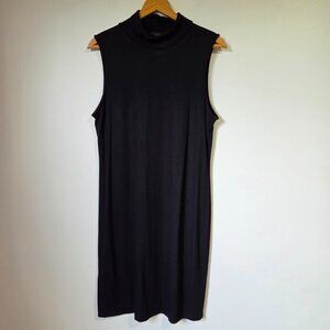 EUC ADRIENNE VITTADINI MOCK NECK BLACK MINIMALIST SLEEVELESS DRESS SIZE L